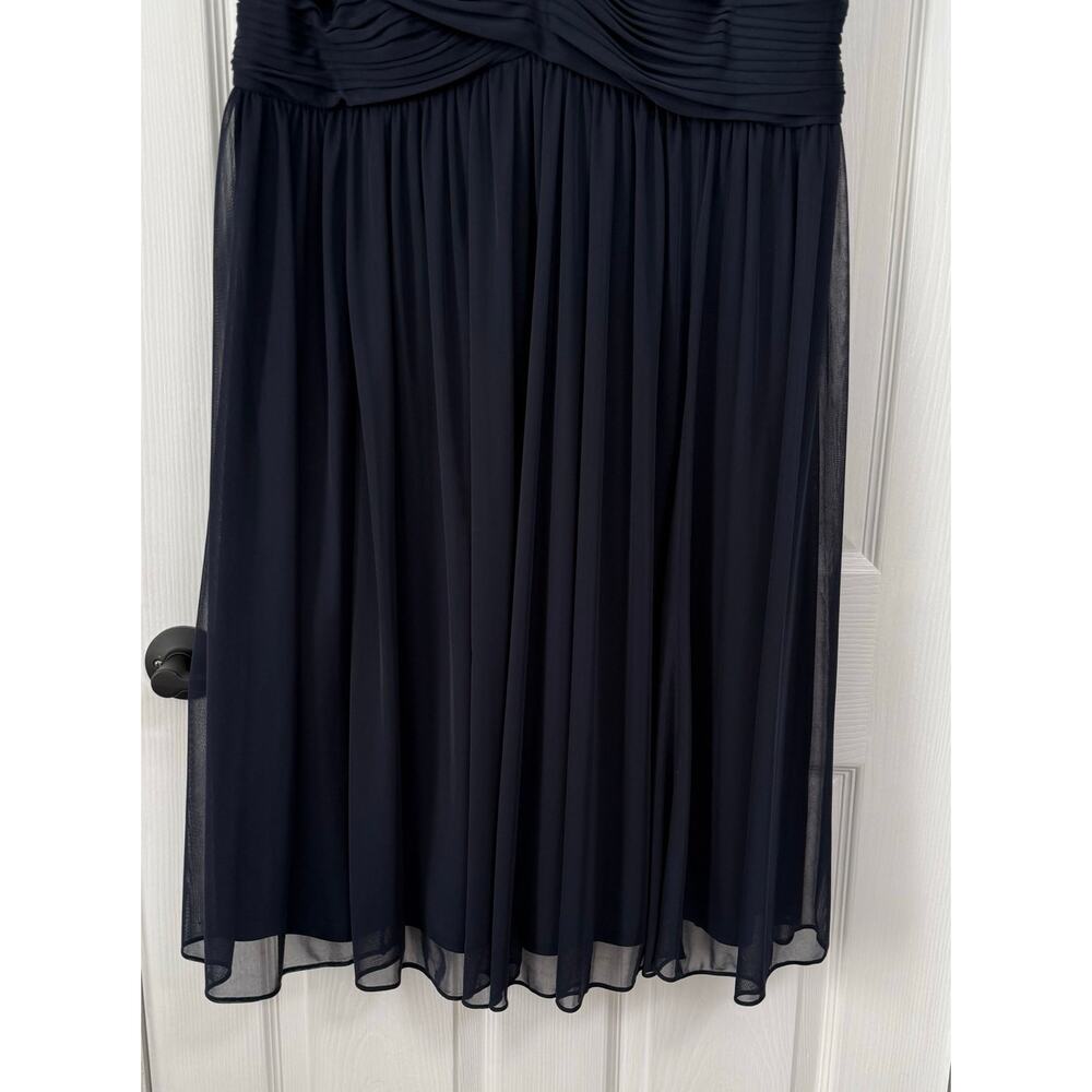 Jessica Howard Women's Navy Chiffon V-Neck Mini Pleat Dress Size 18W - Picture 3 of 11